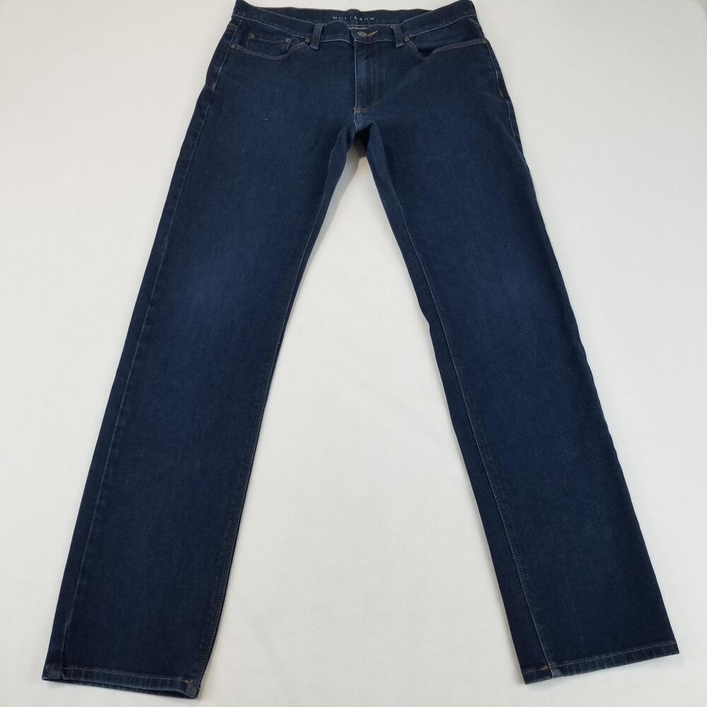 Mott & Bow Jeans Mens 32x34 Blue Slim Straight Broome Stretch Dark Denim